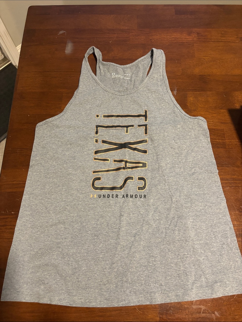 Under Armour Women's Gray Racerback Tank with Gold Texas Graphic